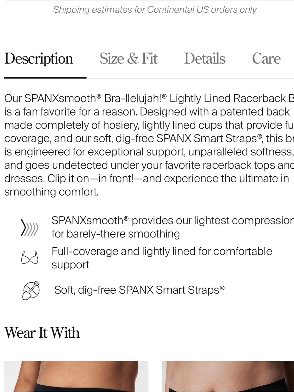 NWT SPANX NUDE COLOR smooth bra-llelujah lightly lined racerback 36D Naked - Picture 7 of 10